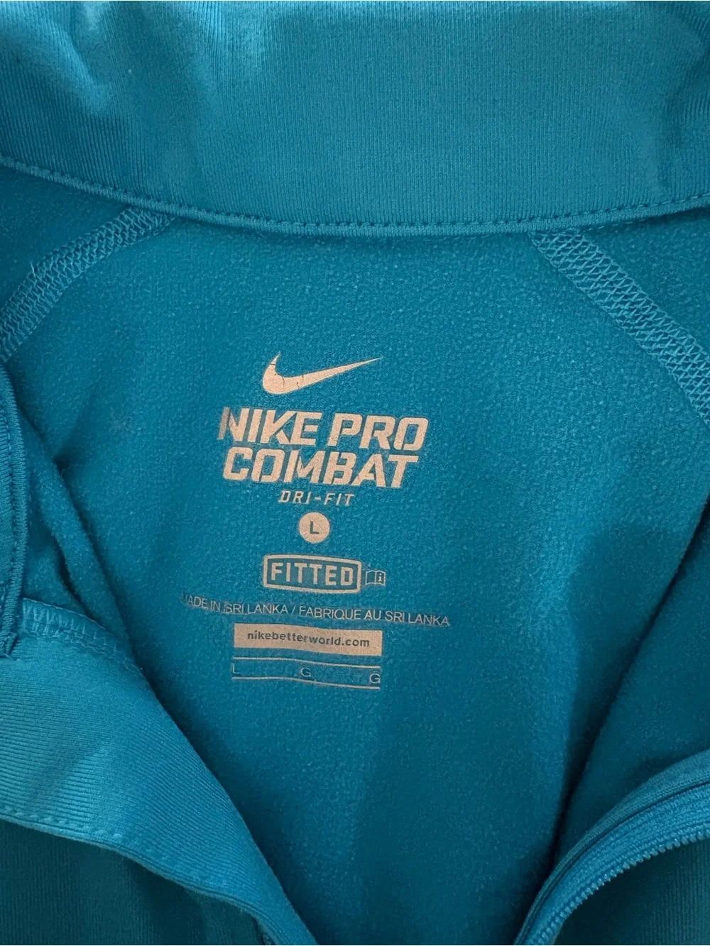 Nike Turquoise Dri-Fit 1/4 Zip Performance Pullover Long Sleeve